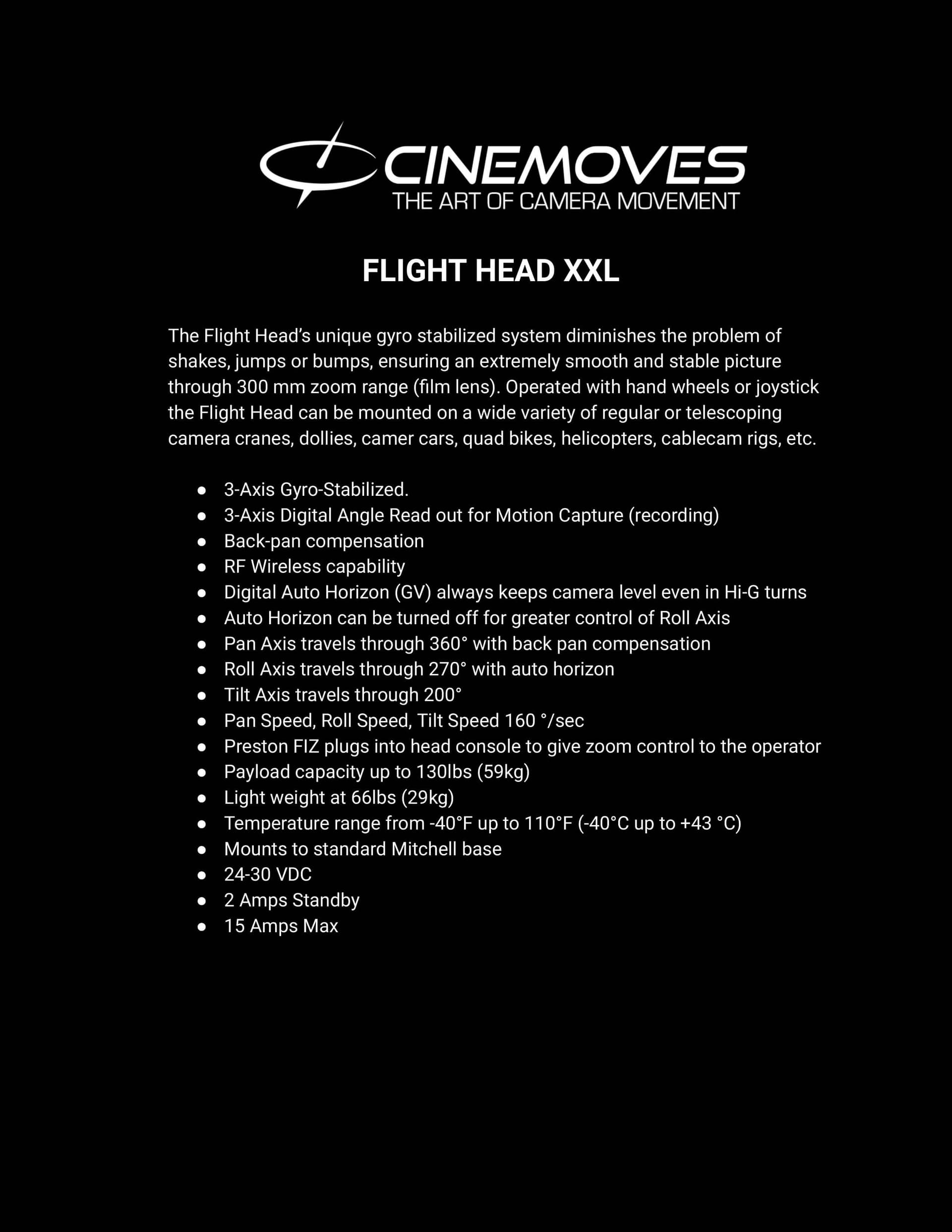 Flight Head XXL specifications