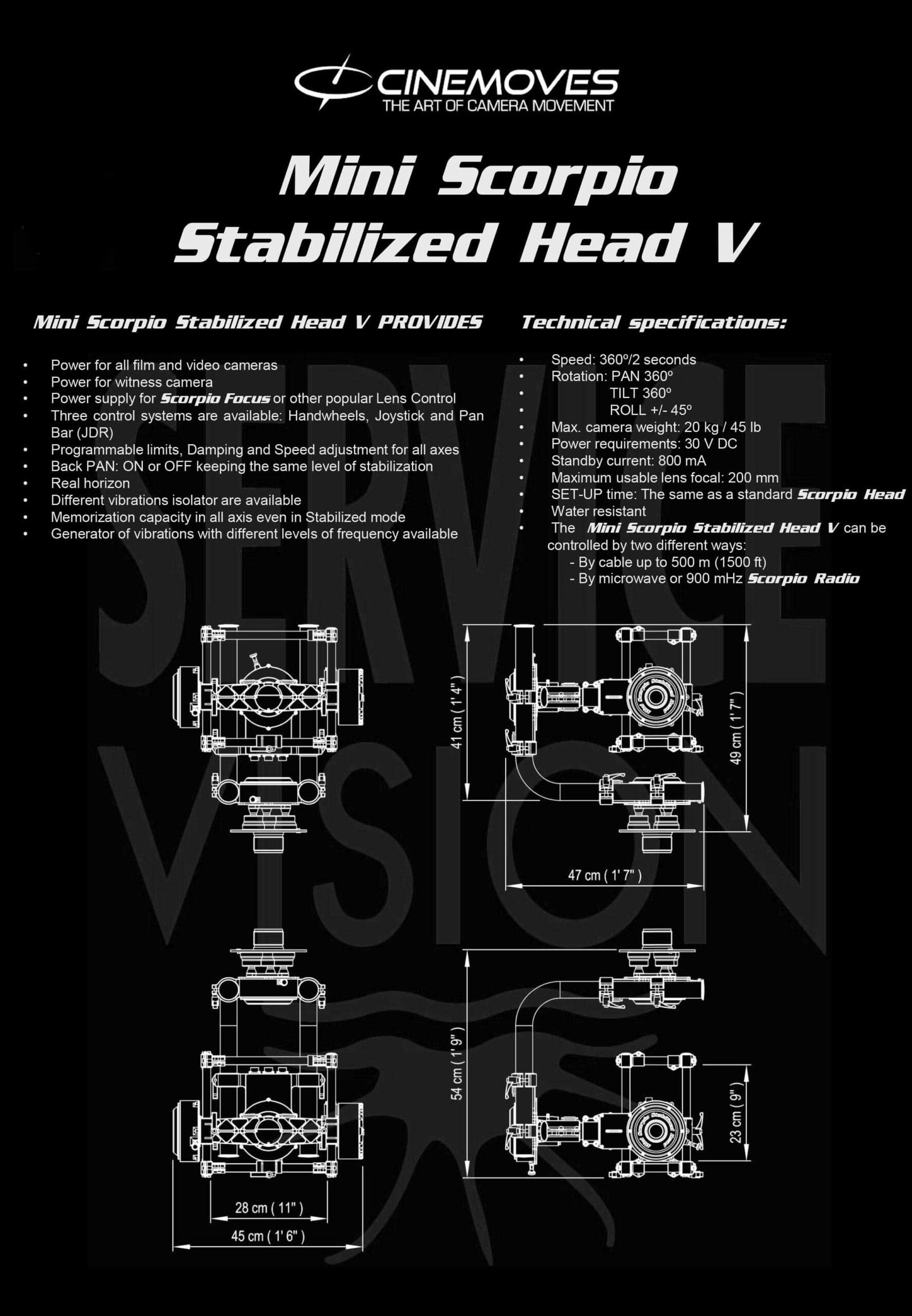 Mini Scorpio Stabilized Head V specifications
