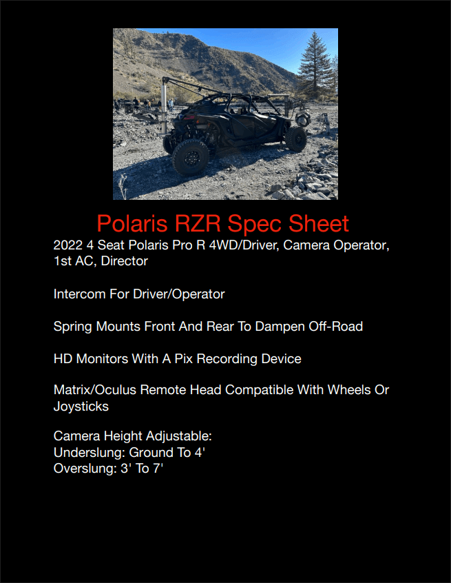 Polaris RZR specifications
