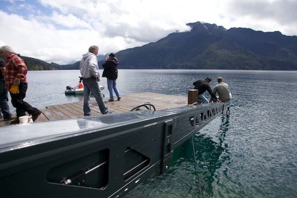 Crane rigged on dock