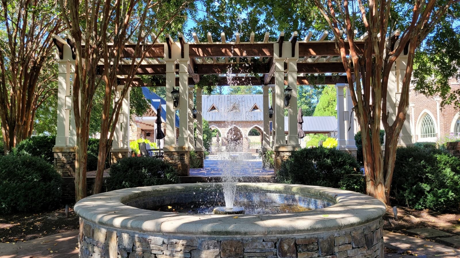Fountain and pergola