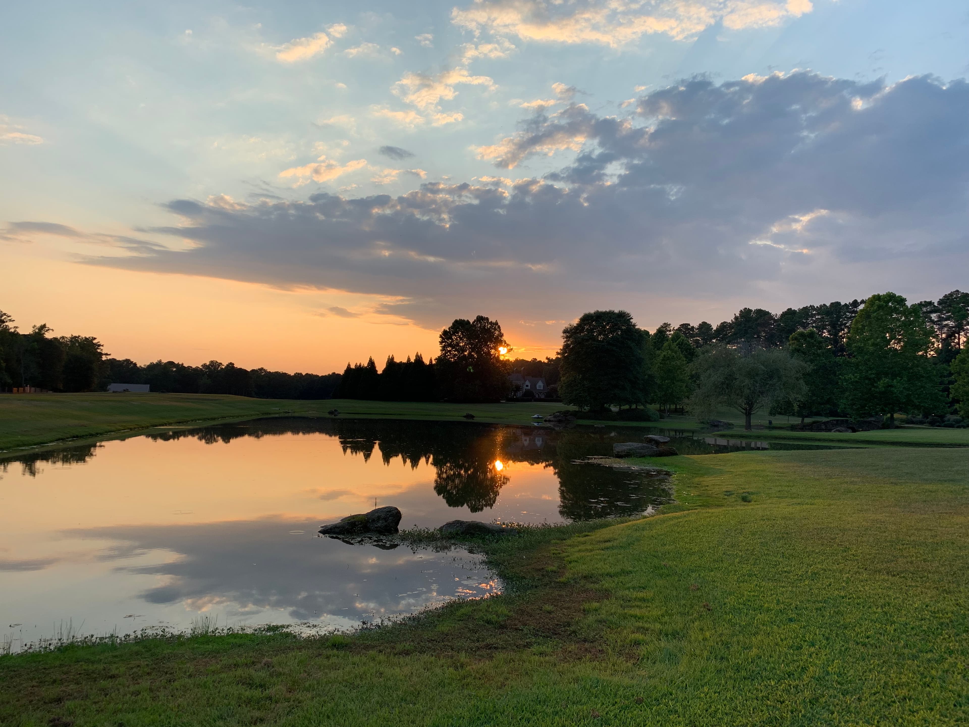 Pond at sunset