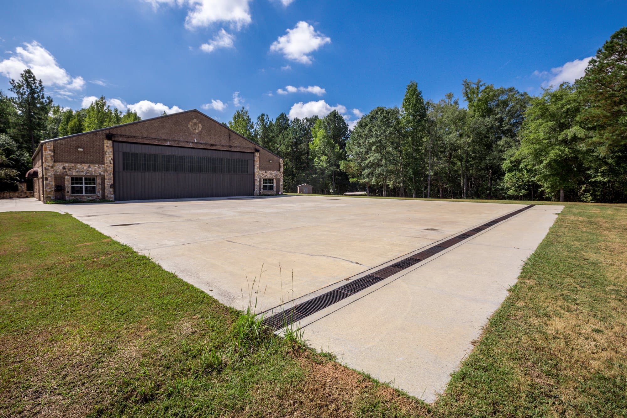 Brick hangar exterior