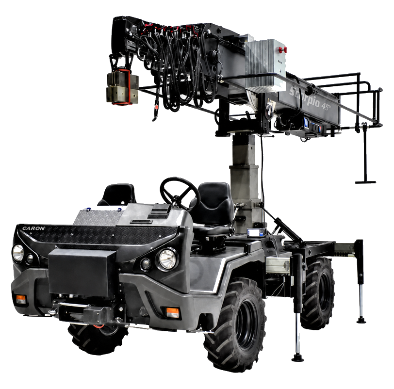 E-Scorpion Electric Off-Road Base with crane mounted